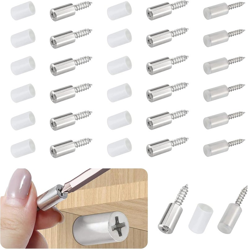 Iffitya 18 Pcs Self Tapping Screws Cabinet Laminate Support, Shelf Pins with Non-Slip Sleeve, Cabinet Shelf Pegs for Kitchen Utensils, Bookcases and Wardrobes, Fixed Support Self - Tapping Cross Screw - Image 1